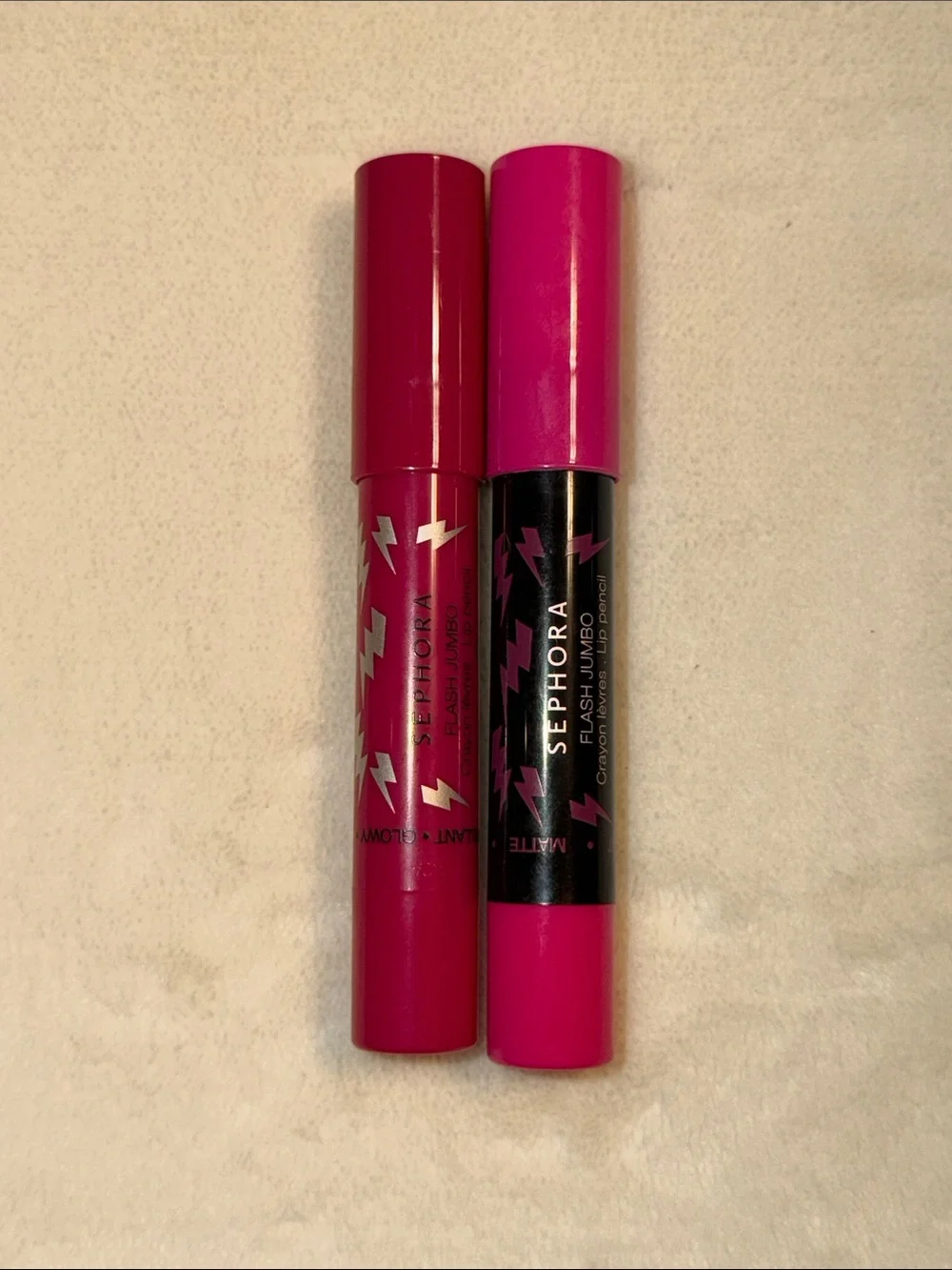 Sephora Flash Jumbo Set of 2 Lip Pencil Purple Sprint 16 & Fast Fuchsia 03 NWOT